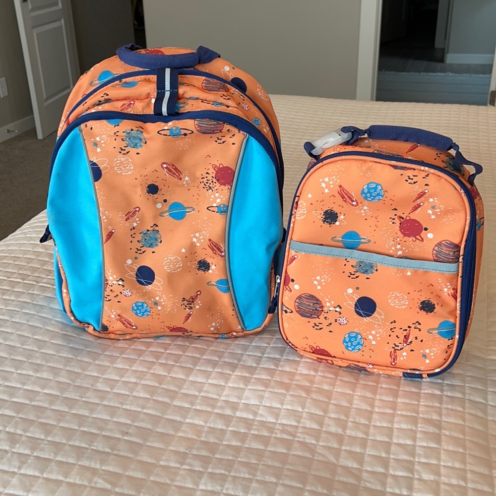 Garnet Hill kids space backpack and lunch box